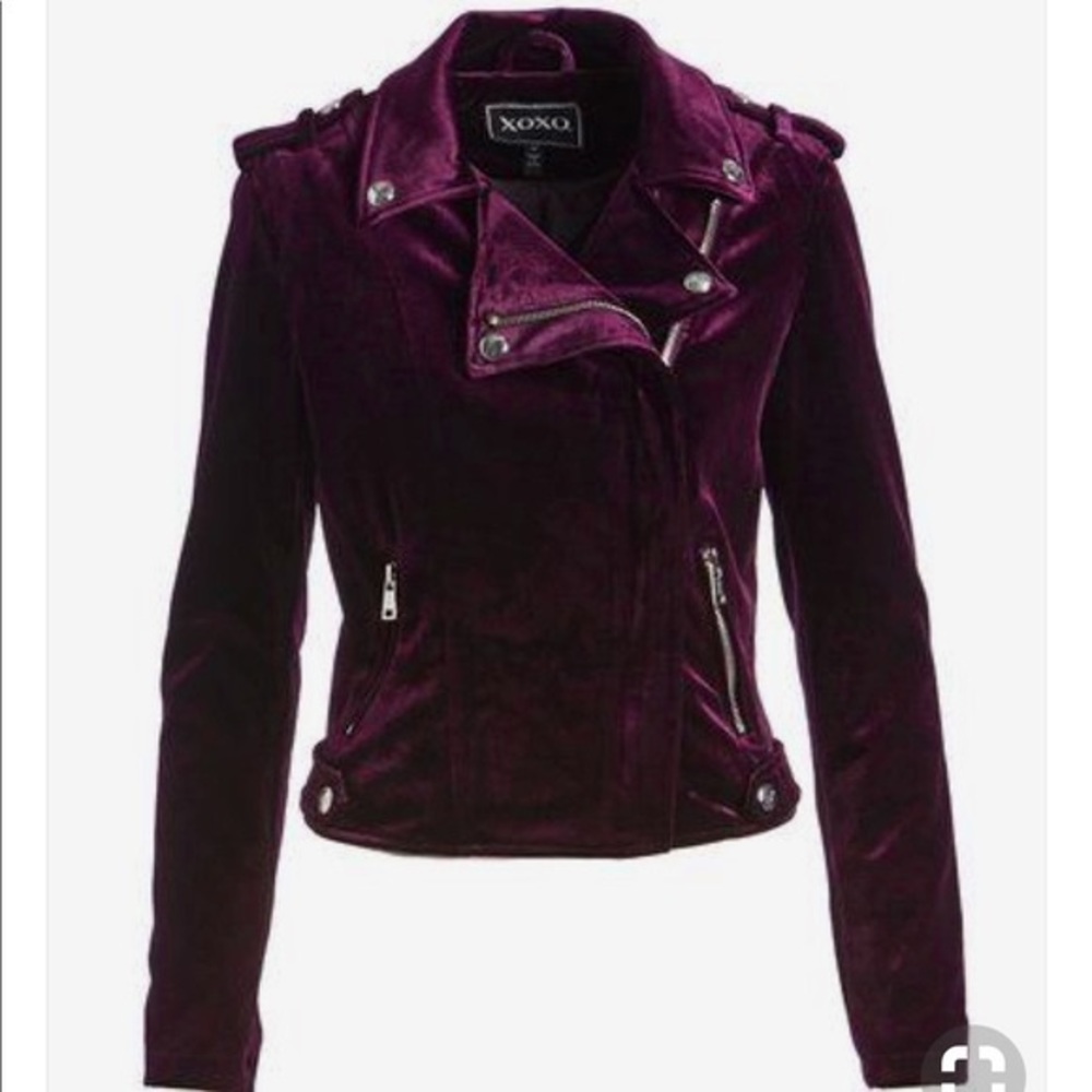 Deep Violet Velvet Moto Jacket
